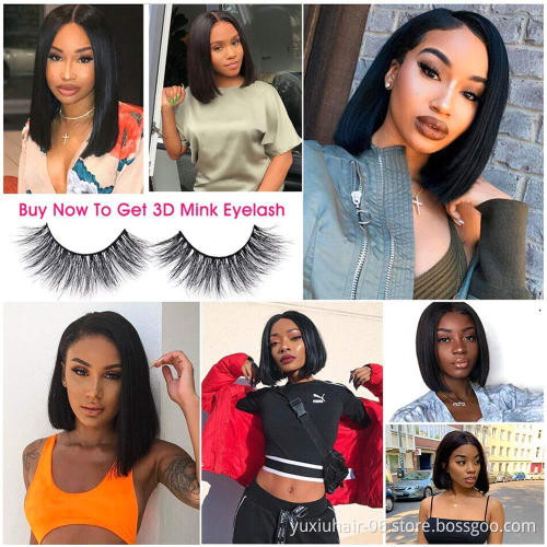 13X4Lace Frontal Bob Wig Pre Plucked With Babyhair Cuticle Aligned Raw Virgin Human Hair 150% Density Wigs For Black Women